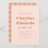 Invitation Mariage d'écriture manuscrite Retro ros (Devant / Derrière)