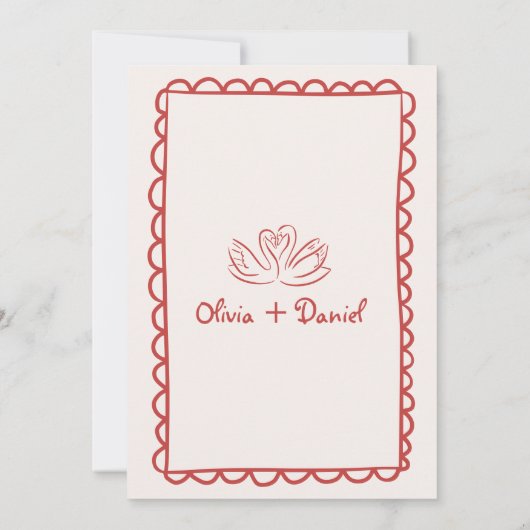 Invitation Mariage d'écriture manuscrite rouge à main funky (Dos)