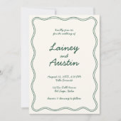 Invitation Mariage d'écriture manuscrite verte Vintage (Devant)