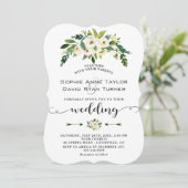 Invitation Mariage d'écriture moderne florale blanche (Debout devant)