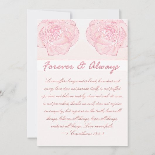 Invitation Mariage d'écriture pour toujours et toujours Rose (Devant)