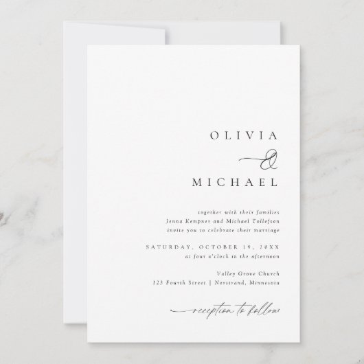 Invitation Mariage d'écriture simple et élégant (Devant)