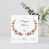 Invitation Mariage d'écusson des fleurs sauvages de prairie (Debout devant)