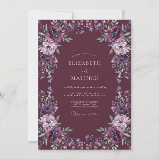 Invitation Mariage Deep Amethyst Dahlia (Devant)