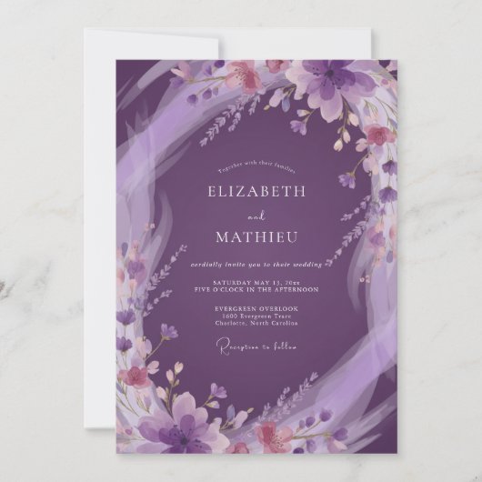 Invitation Mariage Deep Amethyst Pivoine (Devant)