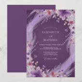 Invitation Mariage Deep Amethyst Pivoine (Devant / Derrière)