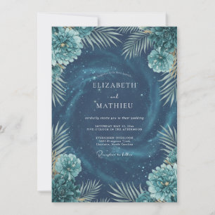 Invitation Mariage Deep Aqua Cosmic Eucalyptus