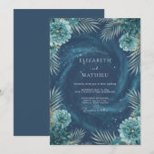 Invitation Mariage Deep Aqua Cosmic Eucalyptus (Devant / Derrière)