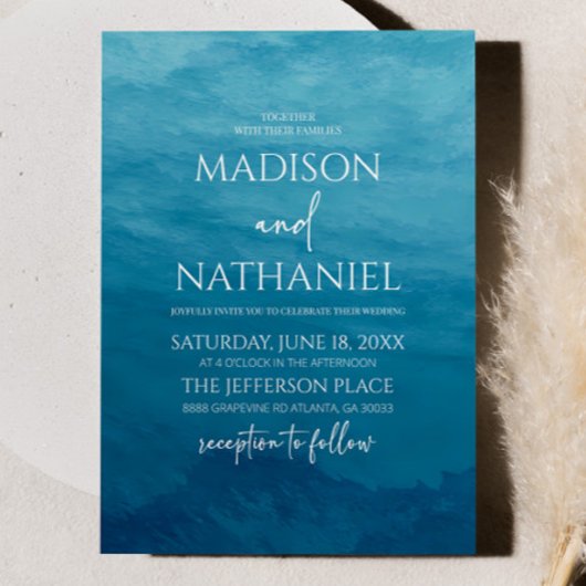 Invitation Mariage Deep Blue Ocean Sea Beach