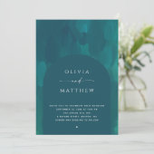 Invitation Mariage Deep Emerald Teal | Arche Moderne + Code Q (Debout devant)