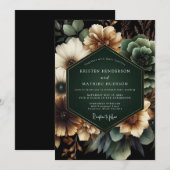Invitation Mariage Deep Green Moody Bloom (Devant / Derrière)