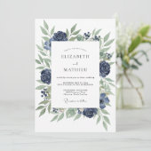 Invitation Mariage Deep Indigo Rose (Debout devant)