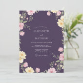 Invitation Mariage Deep Plum Peony (Debout devant)