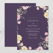 Invitation Mariage Deep Plum Peony (Devant / Derrière)