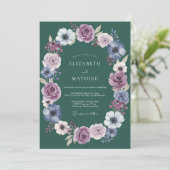 Invitation Mariage Deep Purple Floral Laurel (Debout devant)