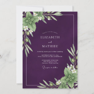 Invitation Mariage Deep Purple Olive Eucalyptus