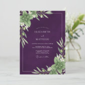 Invitation Mariage Deep Purple Olive Eucalyptus (Debout devant)