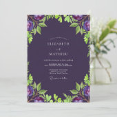 Invitation Mariage Deep Purple Olive Eucalyptus Soft (Debout devant)
