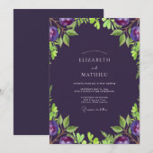 Invitation Mariage Deep Purple Olive Eucalyptus Soft (Devant / Derrière)