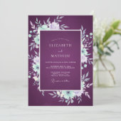 Invitation Mariage Deep Purple Paeony (Debout devant)