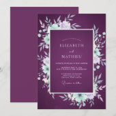 Invitation Mariage Deep Purple Paeony (Devant / Derrière)