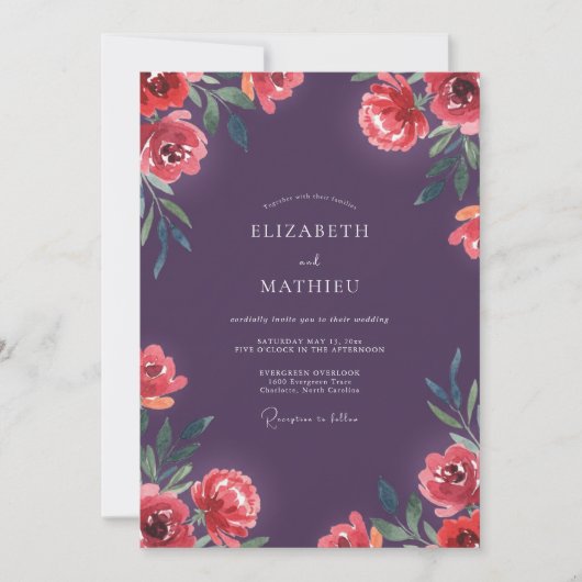 Invitation Mariage Deep Purple Poppy (Devant)