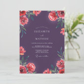 Invitation Mariage Deep Purple Poppy (Debout devant)