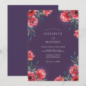 Invitation Mariage Deep Purple Poppy (Devant / Derrière)