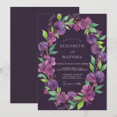 Invitation Mariage Deep Purple Prune Eucalyptus (Devant / Derrière)
