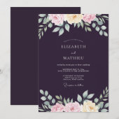 Invitation Mariage Deep Purple Ranunculus Eucalyptus (Devant / Derrière)