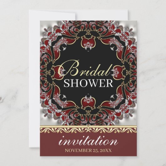 Invitation Mariage Deep Red Silver Satin (Devant)