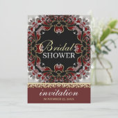 Invitation Mariage Deep Red Silver Satin (Debout devant)