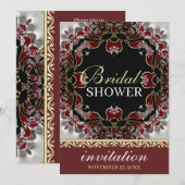 Invitation Mariage Deep Red Silver Satin (Devant / Derrière)