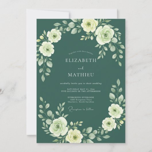 Invitation Mariage Deep Spruce Petal (Devant)