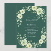 Invitation Mariage Deep Spruce Petal (Devant / Derrière)
