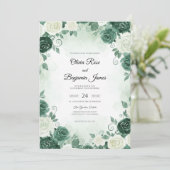 Invitation Mariage Deep Teal Bloom (Debout devant)