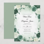 Invitation Mariage Deep Teal Bloom (Devant / Derrière)