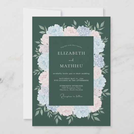 Invitation Mariage Deep Teal Blossom (Devant)