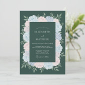 Invitation Mariage Deep Teal Blossom (Debout devant)