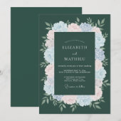 Invitation Mariage Deep Teal Blossom (Devant / Derrière)