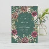 Invitation Mariage Deep Teal Dahlia (Debout devant)