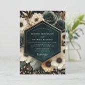 Invitation Mariage Deep Teal Moody Bloom (Debout devant)