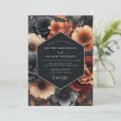 Invitation Mariage Deep Teal Moody Bloom (Debout devant)