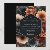 Invitation Mariage Deep Teal Moody Bloom (Devant / Derrière)