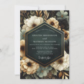 Invitation Mariage Deep Teal Opulent Bloom (Devant)