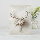 Invitation Mariage Deer Antlers Avec Bouquet De Mariage (Debout devant)