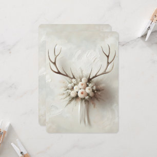 Invitation Mariage Deer Antlers Avec Bouquet De Mariage