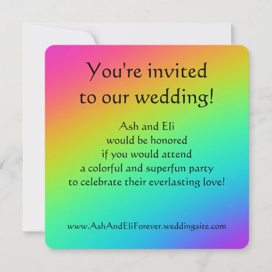 Invitation Mariage Dégradé Arc-en-Ciel Lumineux (Devant)
