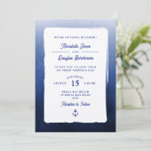 Invitation Mariage dégradé bleu marine (Debout devant)