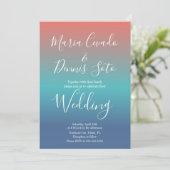 Invitation Mariage Dégradé Coucher de Soleil Script Gras (Debout devant)